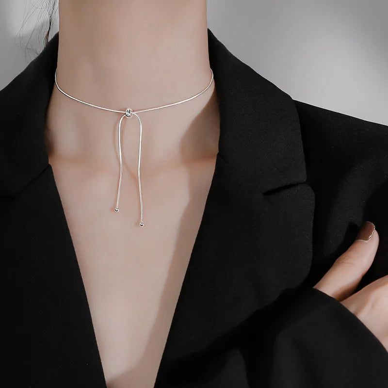 925 Sterling Silver Neck Snake Chain Necklaces Women Luxury Jewelry Exquisite Elegant Aesthetic Charms Accessories Argent 925