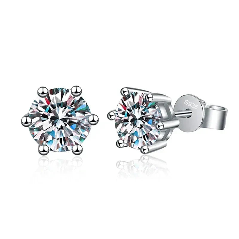 NeeTim 0.1-2 Carat D Color Moissanite Earrings For Women 925 Sterling Silver Ear Studs Sparkling Diamond Wedding Fine Jewelry