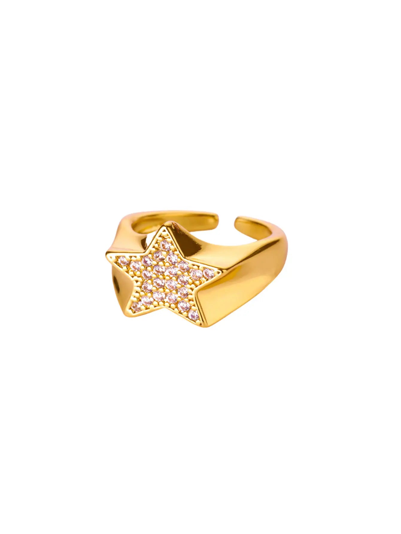 Zircon Star Knot Rings For Women Gold Color Stainless Steel Geometric Adjustable Finger Rings Wedding Couple Jewelry Gifts