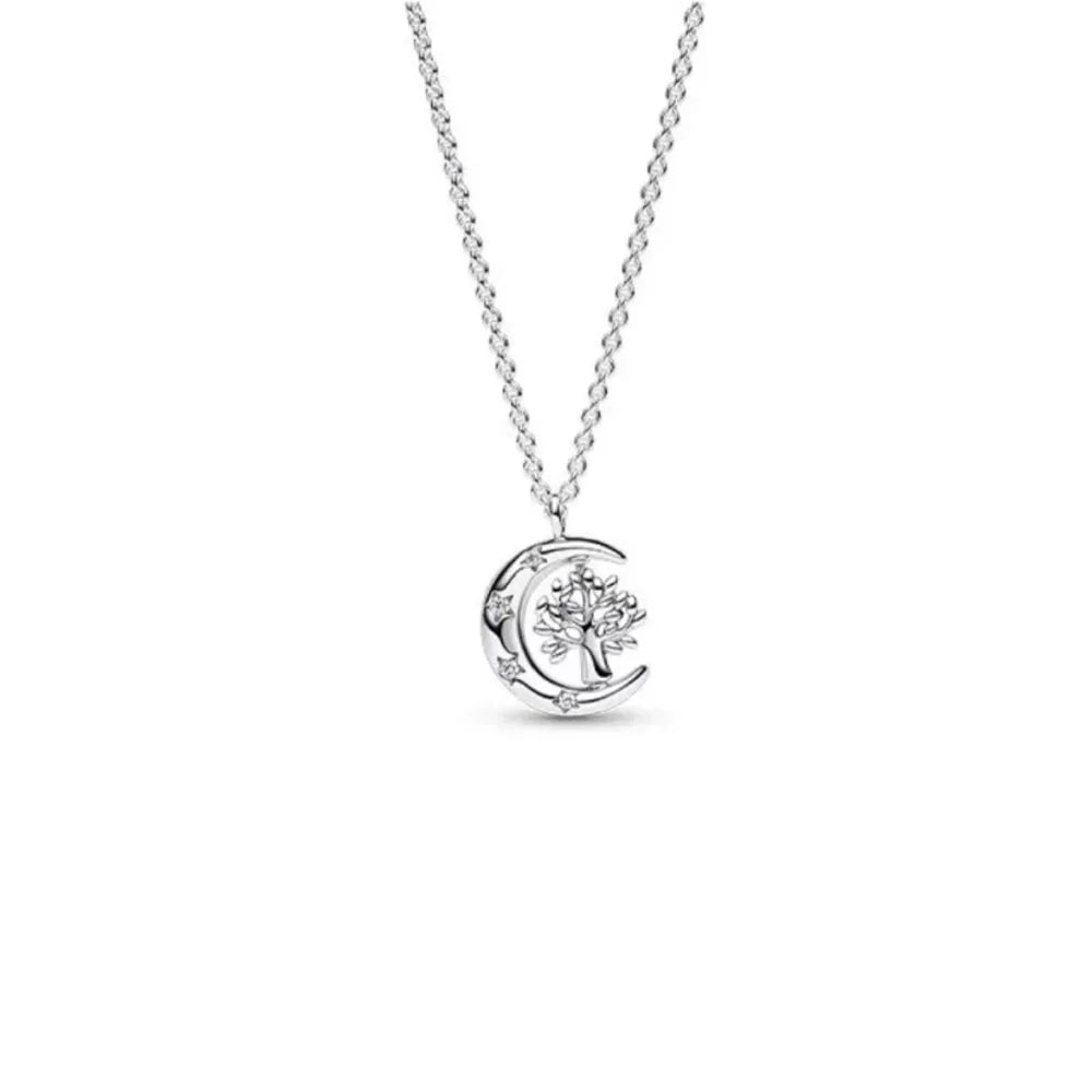 925 Sterling Silver Golden Moon Star Bow Necklace Fit Original Bracelet For Women DIY Fashion Jewelry Making