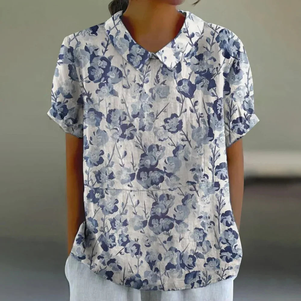 Floral Puff Sleeve Peter Pan Collar Blouse for Women - Image 11