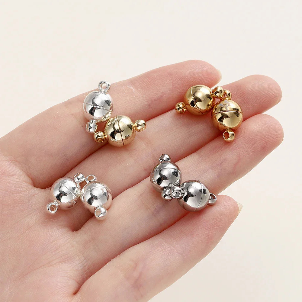 4/6pcs/pack 8*14MM 14K/18K Gold Plated Brass Magnetic Bracelet Clasp Beads for Handmade DIY Jewelry Making Accessories