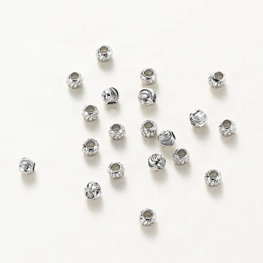 50pcs DIY Jewelry Accessories 14K 18K Gold Plated Striped Cut Flower Beads 2.5 3 4 5 6mm Spacer Beads Bulk Hand Beading Material
