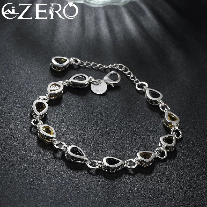 Wholesale 925 Sterling Silver Noble Charm Bracelets Zircon Chain Crystal Jewelry Fashion for Women Wedding Lady Cute