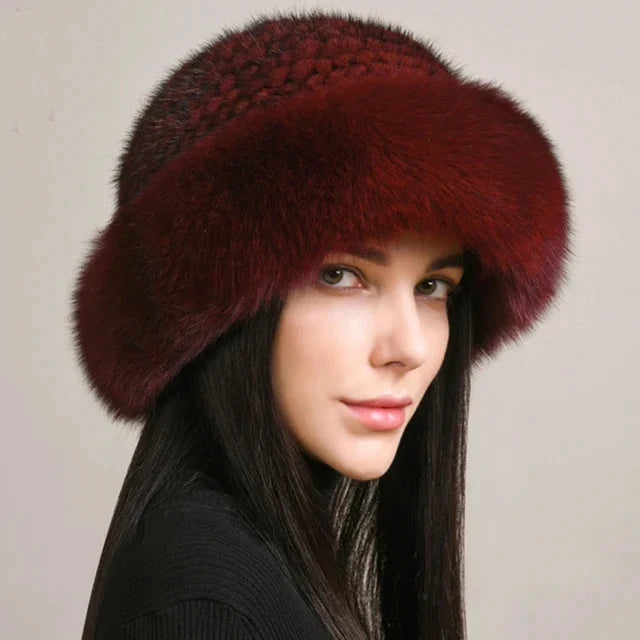 Women’s Luxury Faux Fur Knit Beanie Soft Winter Hat