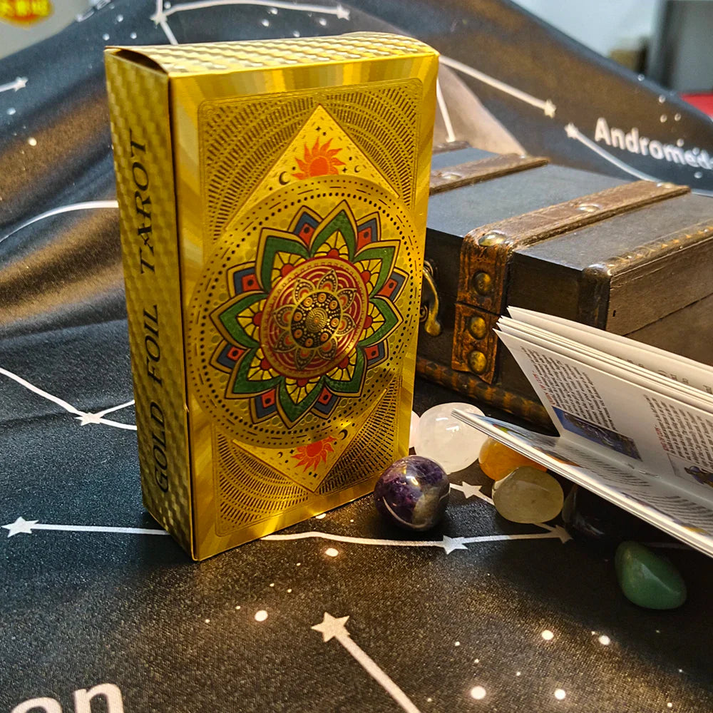 Divinative 12x7cm Gold Tarot Cards Standard Size for Beginners with Guide Book Classic Board Game