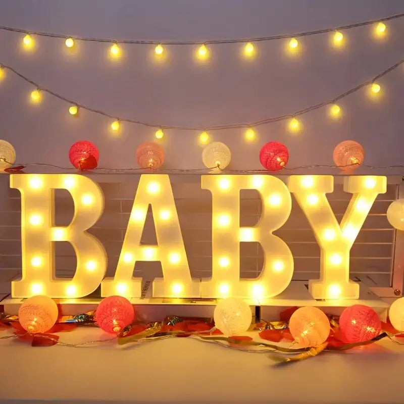 21.8cm White LED Letter&Number Night Lights,Battery Powered Decoration Lights,Wall Lights For Wedding,Birthday,Party,Christmas