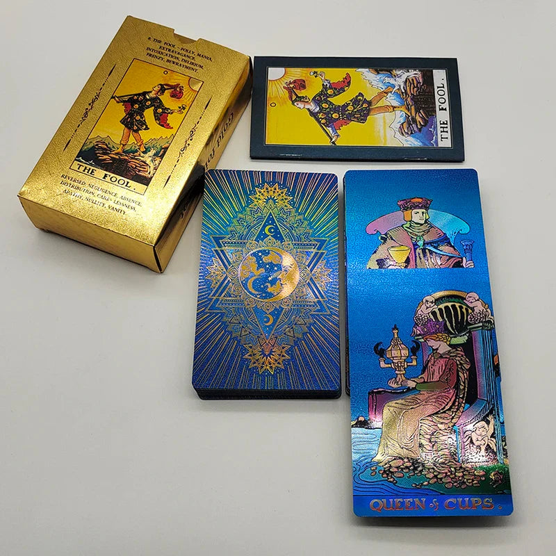 New Version Plastic Tarot Rider Waite Waterproof Gold Foil Tarot Deck With Nice PVC Package Prediction Cards Game