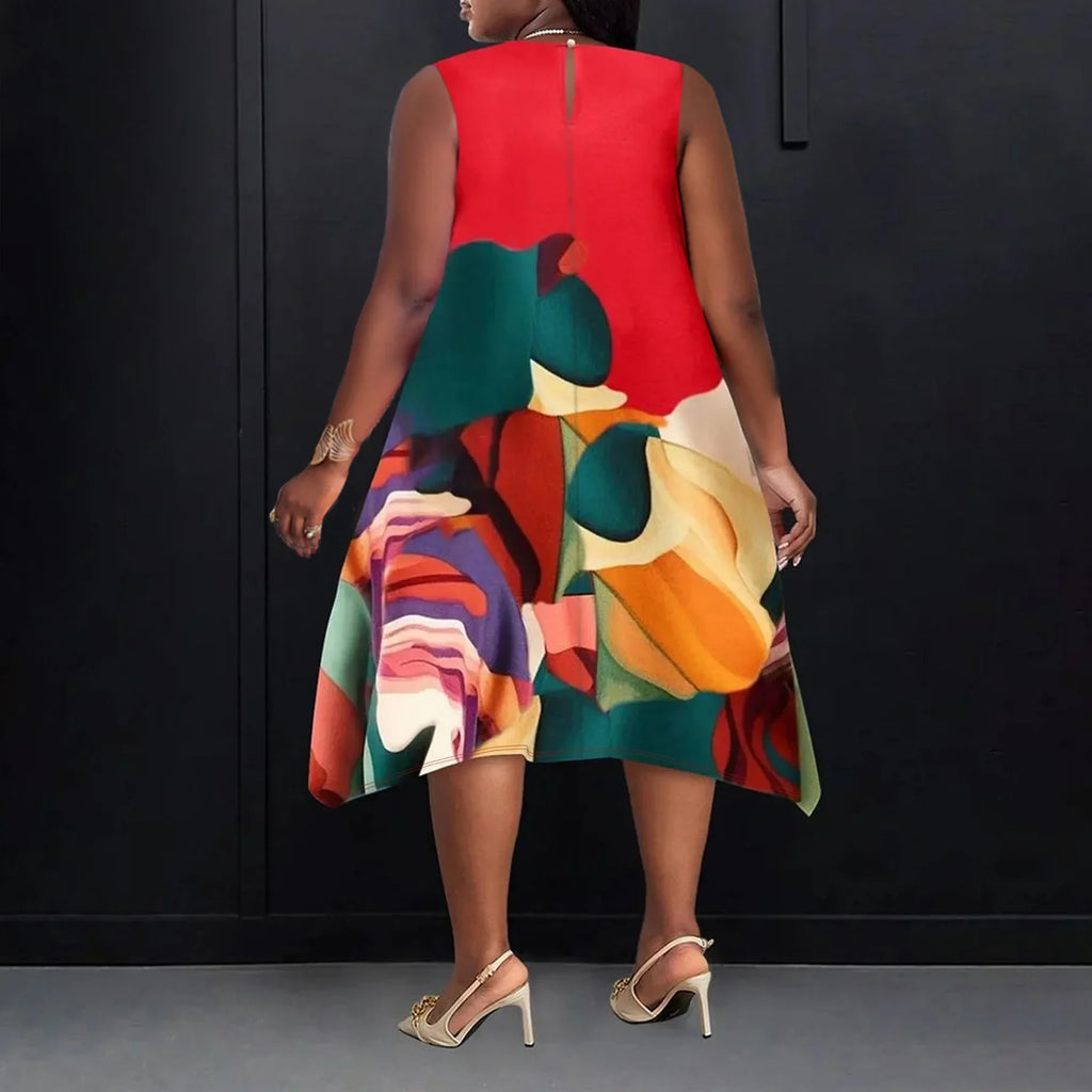 Women's Plus Size Sleeveless Midi Dress - Casual