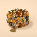 4Pcs/set Boho Ethnic Heart Beaded Bracelet Set For Women Handmade Crystal Beads Chain Bangle Female Bohemia Jewelry Gift