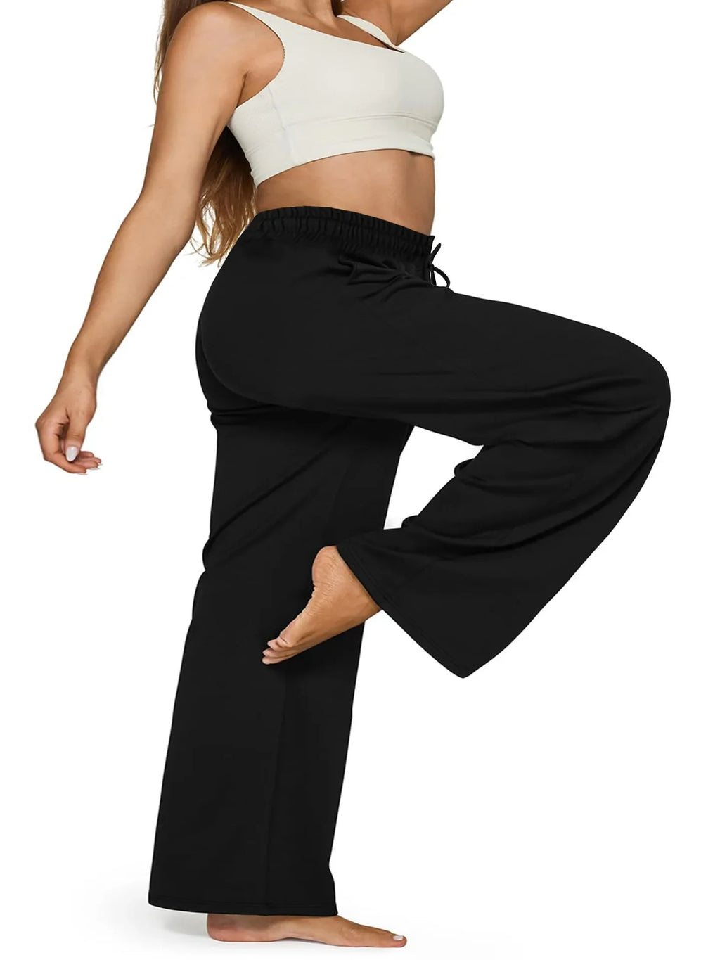 Wide Leg Lounge Trousers with Drawstring Waist and Pockets - Image 10
