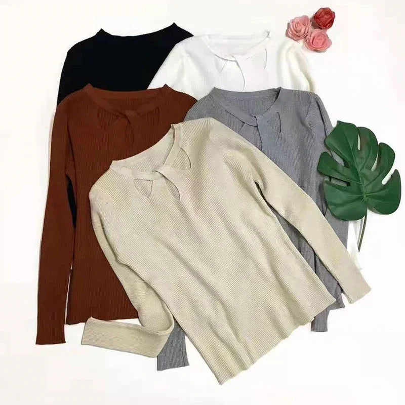 Women's Sexy Ribbed Pullover Sweater with Cutout Detail - Image 5
