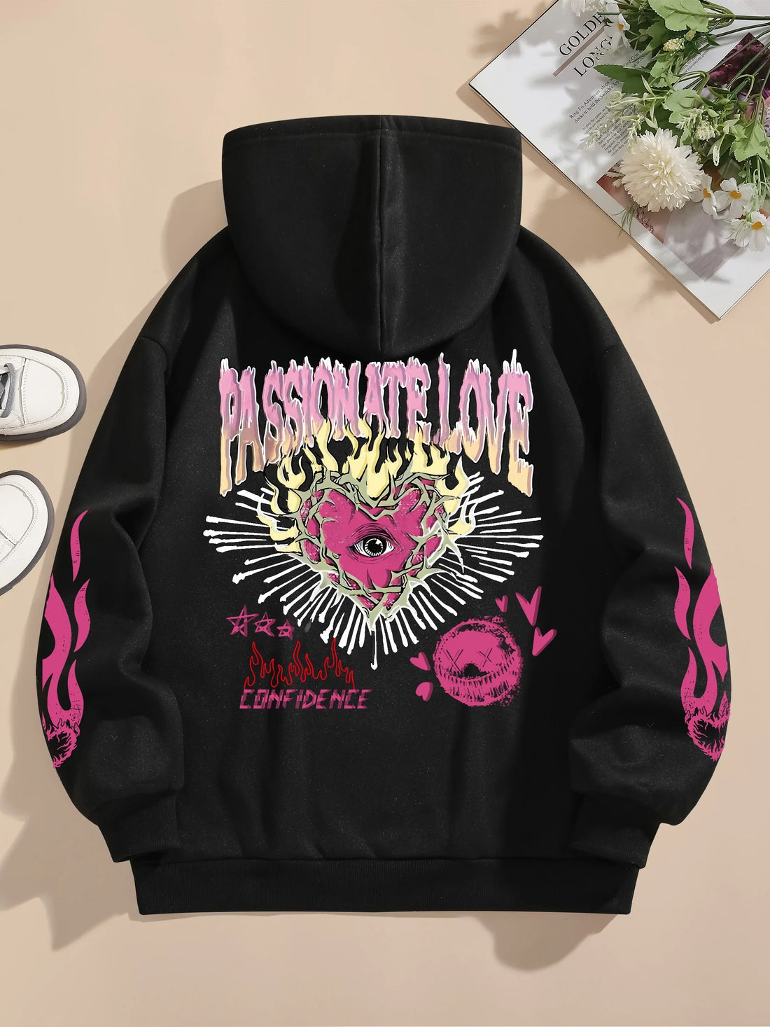 Women's Passionate Love Flame Heart Hoodie