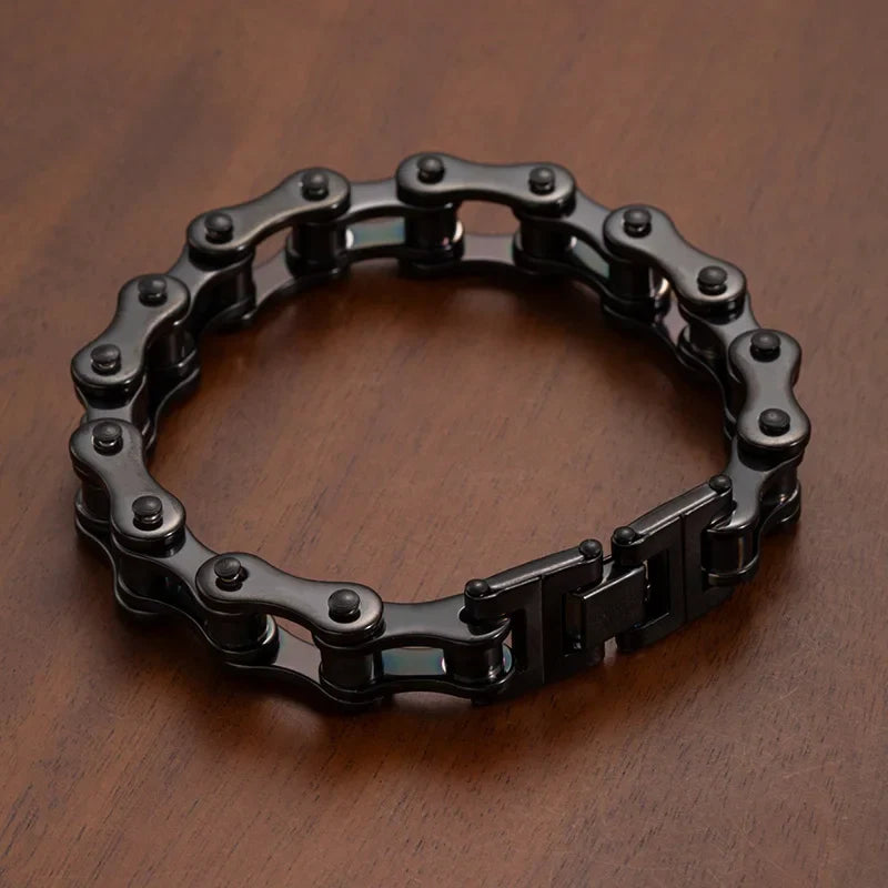 1Pcs Men's Stainless Steel Bracelet Creative Imitation Bicycle Chain Bracelet Trendy Punk Style Daily Wear Accessories