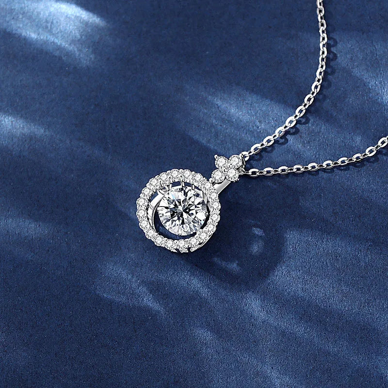 NeeTim 1CT Moissanite Pendant For Women Diamond Necklace S925 Sterling Silver White Gold Plated Jewelry Valentine's Day Gift