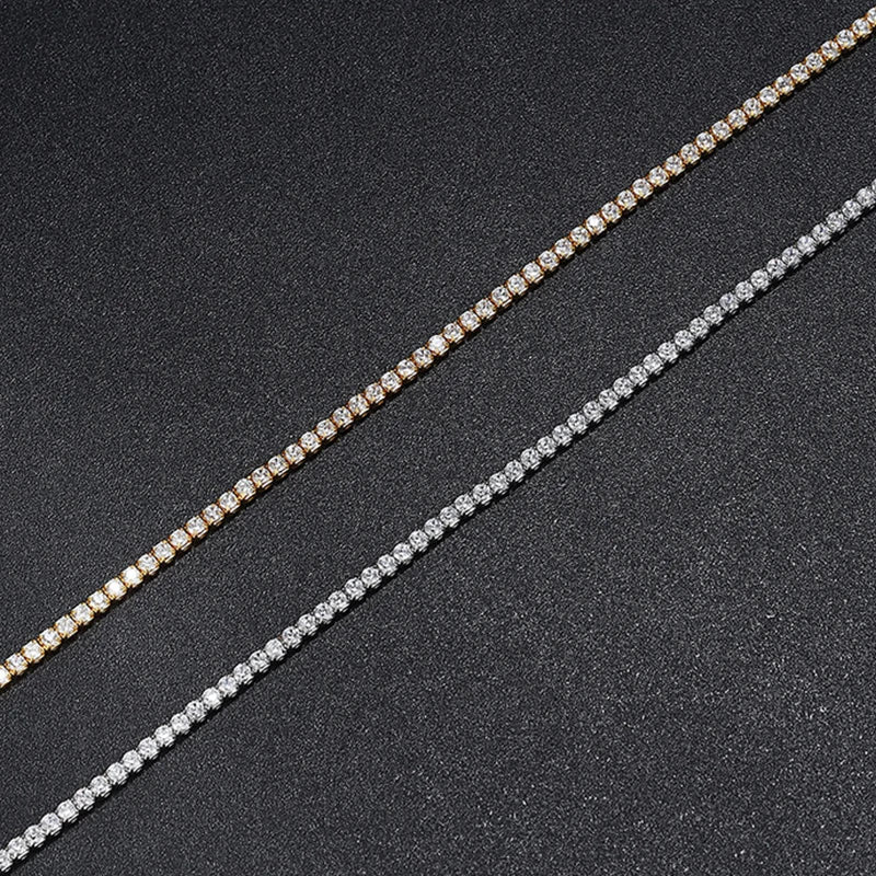 NeeTim 2mm D Color All Moissanite Tennis Necklace for Women Adjustable Choker Chain 925 Sterling Silver with Gold Plated Jewelry