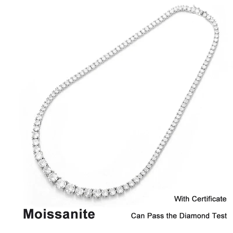 NeeTim Moissanite Tennis Necklace for Women Wedding Jewelry 925 Sterling Silver with Gold Plated Necklaces with Certificate