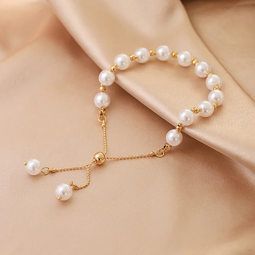 Elegant Pearl Bracelet Baroque Simulated Pearl Women Bracelet Bangles Ladies Fashion Charm Jewelry For Birthday Party Gifts