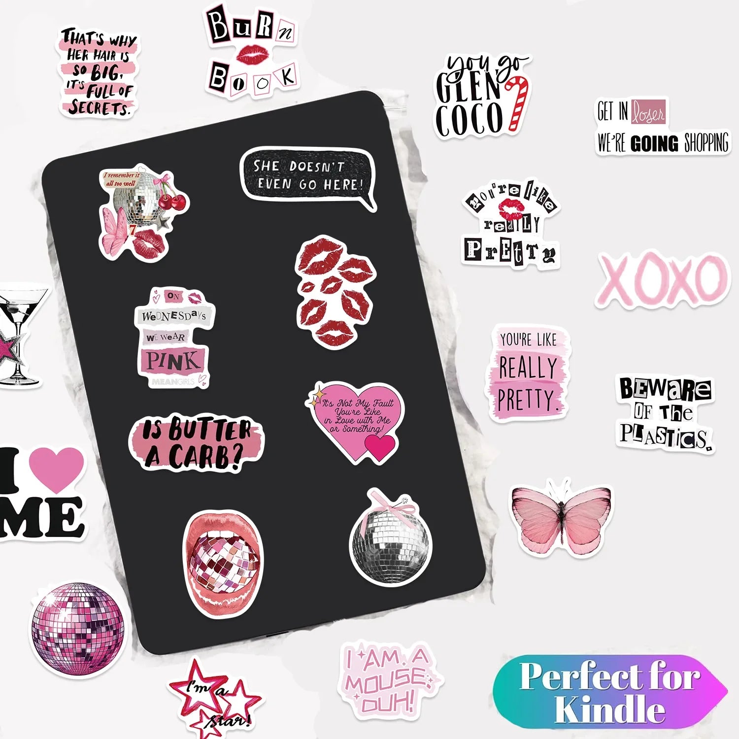 50PCS Cartoon Pink Y2K Graffiti Stickers Guitar Notebook Luggage DIY Waterproof Stationery Pen Holder Decorative Stickers