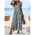 Women's Hawaiian Maxi Dress - Flowy V-Neck Summer