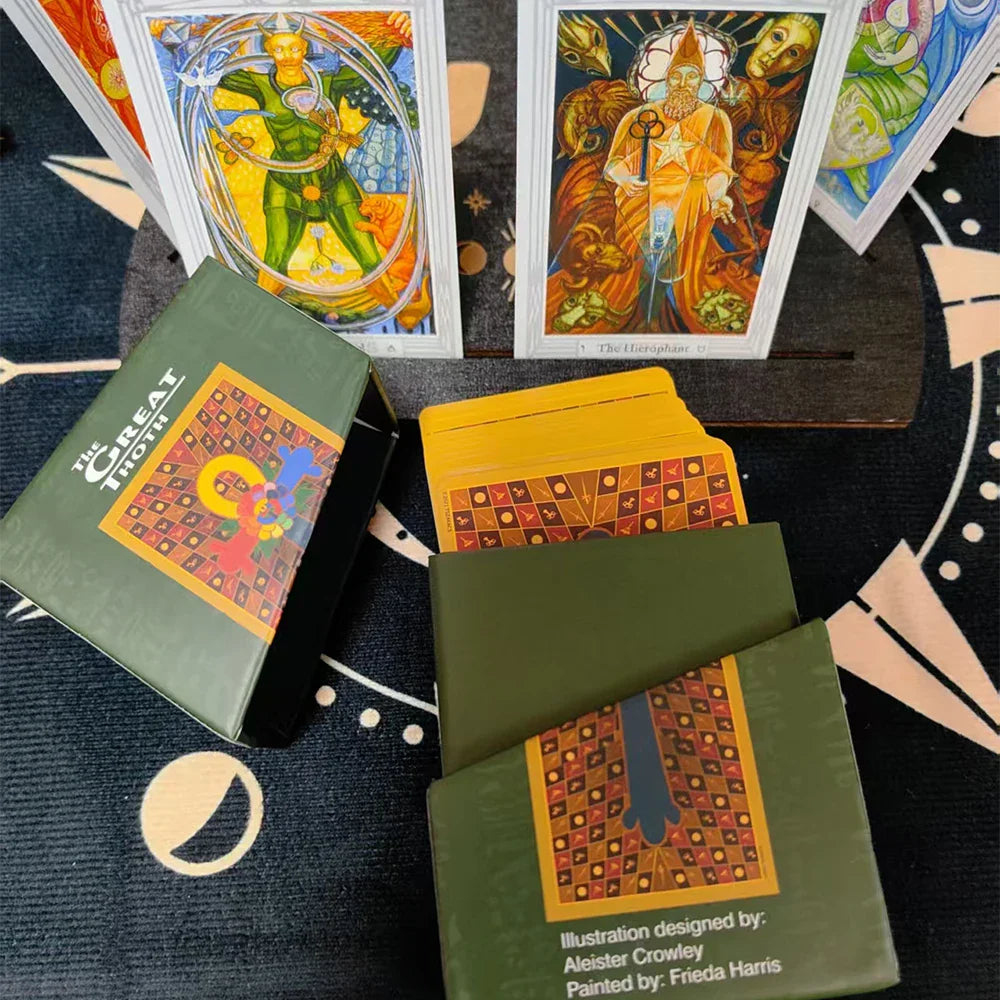 Thoth Tarot Cards 80 Cards 3 Magicians Oracle English Divination America Edition Board Playing Games In Irregular Gift Box