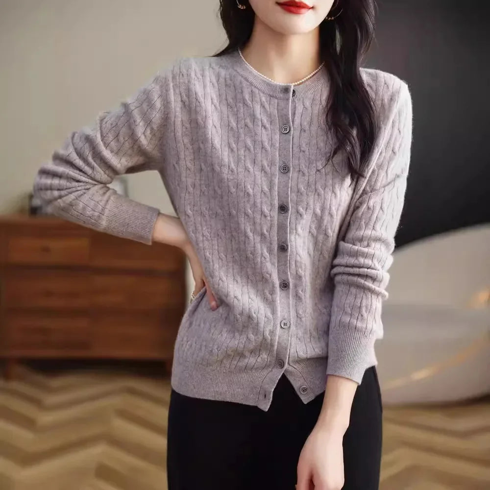 Women's Cable Knit Button Down Cardigan Sweater - Image 14