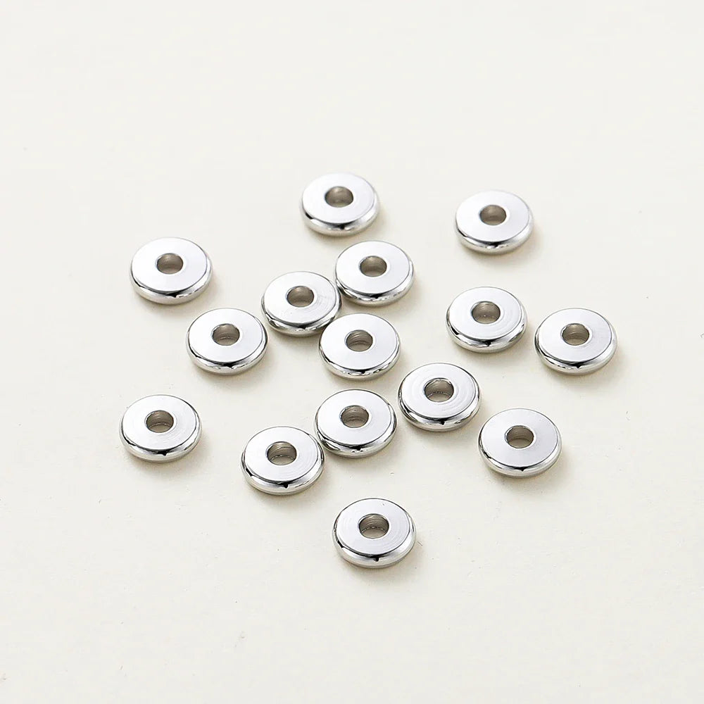 10-50pcs 14K/18K Gold Color Plated Brass 3-12mm Round Spacer Beads Flat Bracelet Beads for DIY Jewelry Findings Accessories