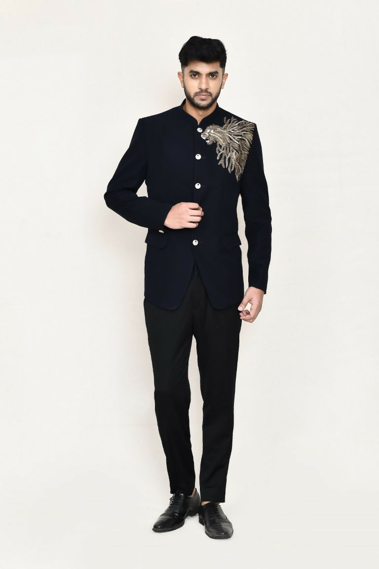 Classic blue Terry Rayon prince coat and trouser set for men