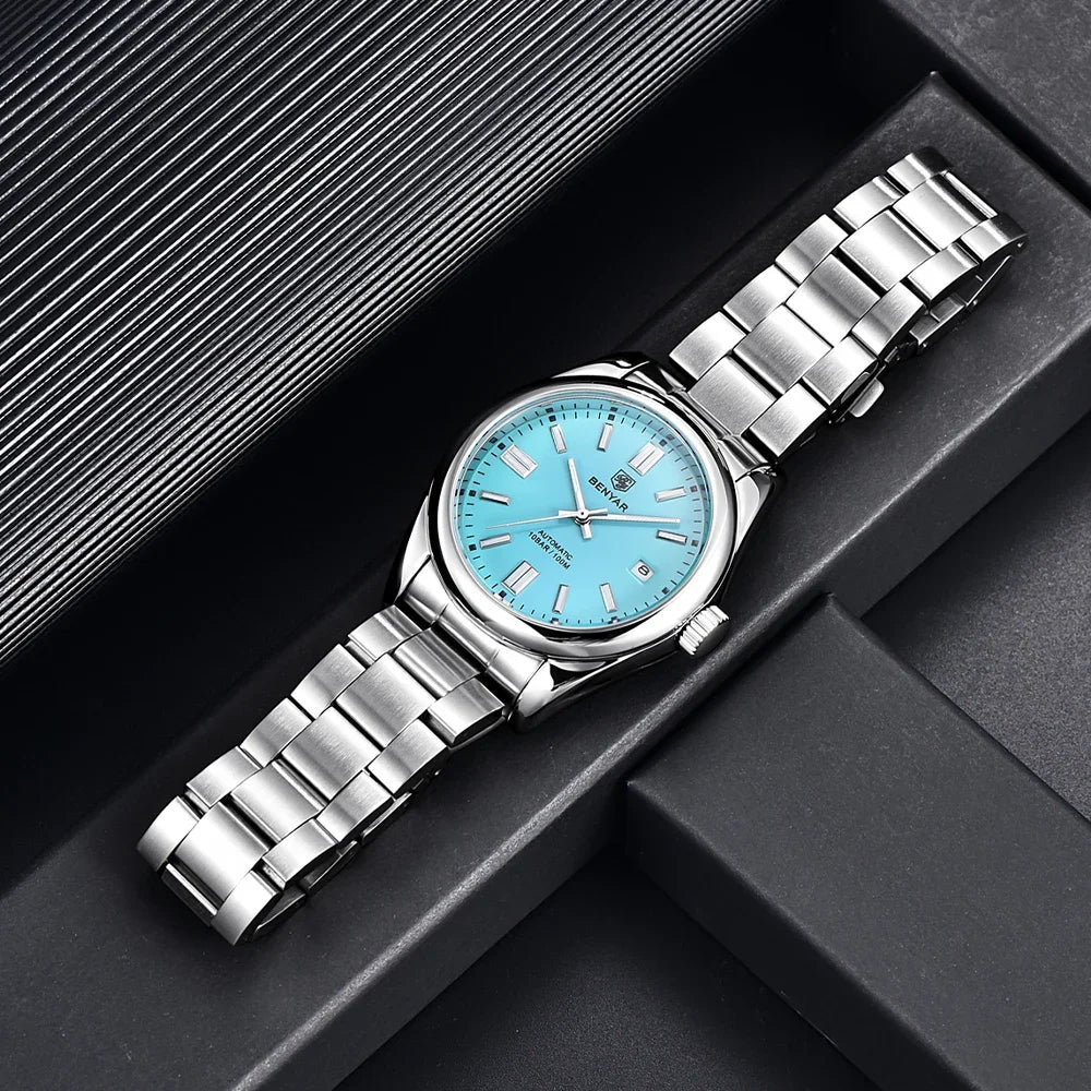 New BENYAR Luxury Automatic Watch 10ATM Waterproof Stainless Steel Men Mechanical Wristwatches Sports Diving Watch for Men