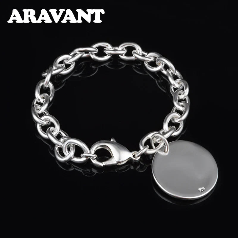 Aravant 925 Silver Round Bracelet Chains For Women Fashion Wedding Jewelry Accessories