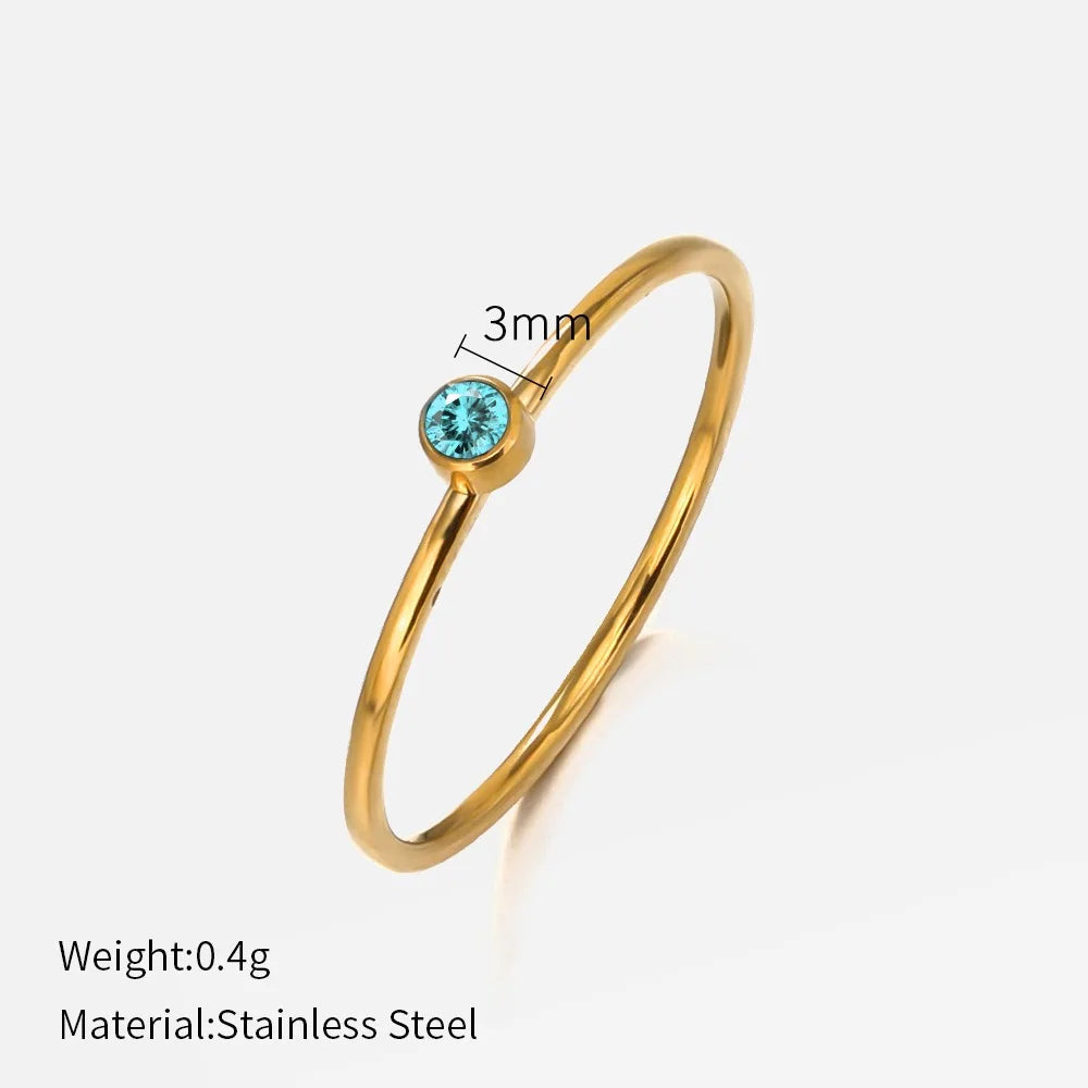 14k Gold Plated Stainless Steel Birthstone Ring