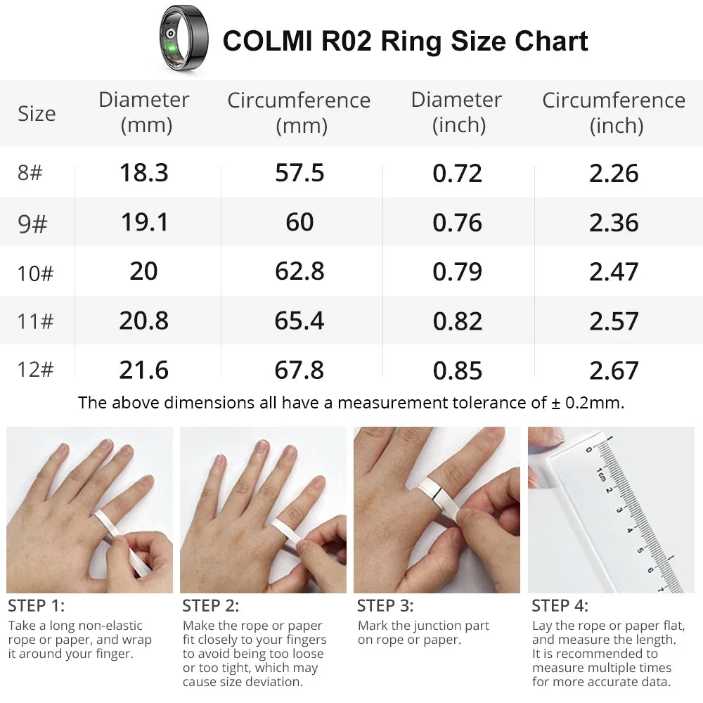 COLMI R02 Smart Ring Titanium Steel Health Tracker