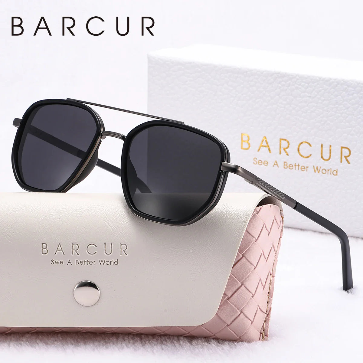 Women's Polygon Polarized Sunglasses Striped Frame UV400 Summer Shades