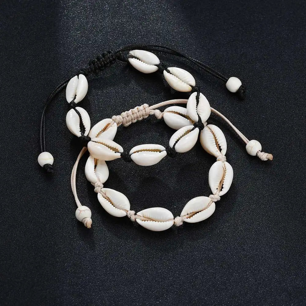 Summer Beach Shell Anklet For Women Bohemian Braided Rope Adjustable  Chain Bangle Girls Leisure Vacation Jewelry
