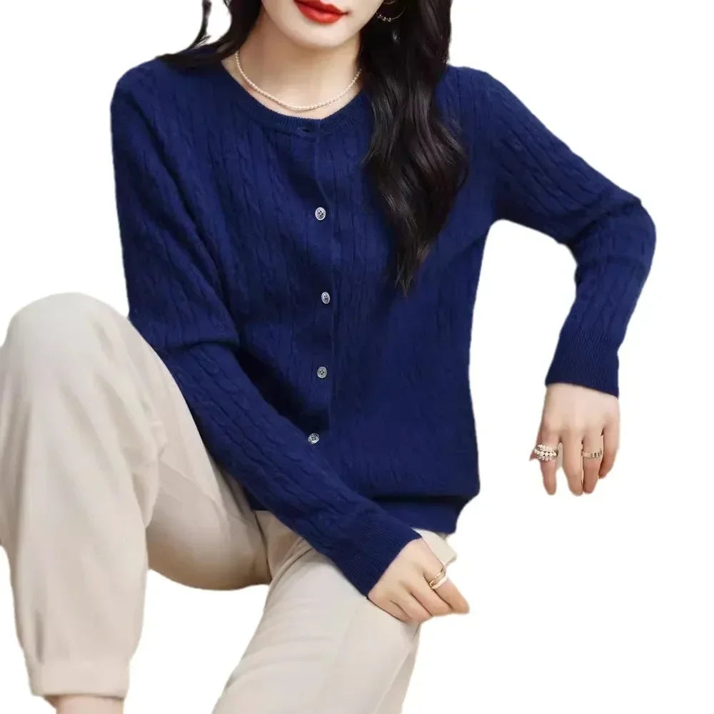 Women's Cable Knit Button Down Cardigan Sweater - Image 10