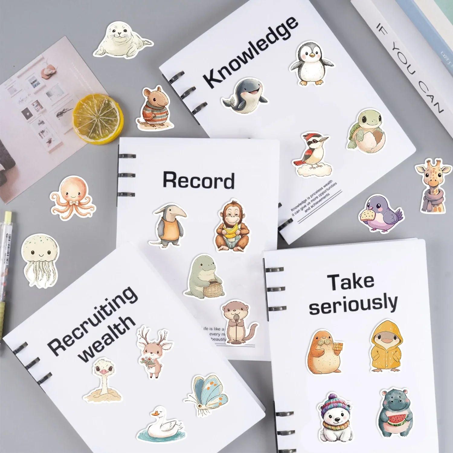 50/100PCS Cartoon Healing Animal Graffiti Stationery Notebook Stickers Decorative Guitar Luggage DIY Waterproof Stickers