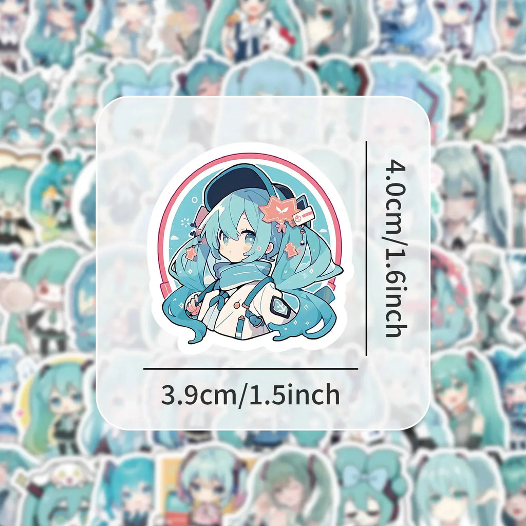 100pcs Hatsune Cute Miku Stickers Pack Waterproof Phone Case Cartoon Journaling Stationery Kawaii Packaging Laptop Sticker