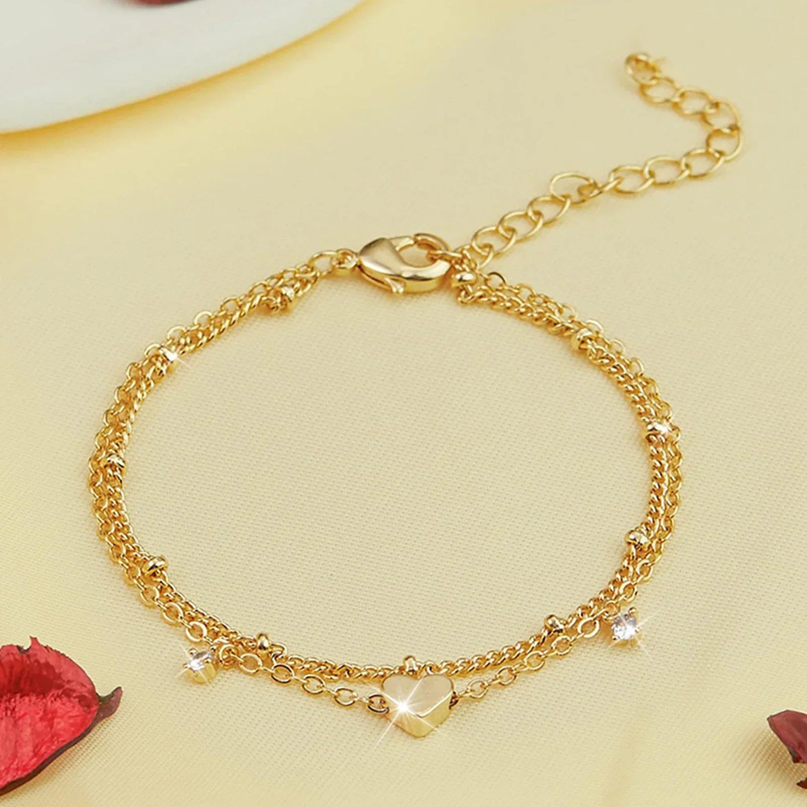 925 Sliver Plated CZ Anklet Bracelets for Women Girl Trendy New Waterproof Heart Charm Dainty Layer Chain Anklets Jewelry Gifts