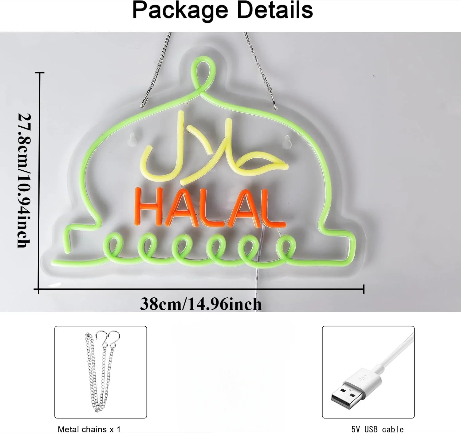 Halal Neon Signs Halal Food Arabic Restaurants Led Light Up Signs for Business Store for Wall Decor USB Powered