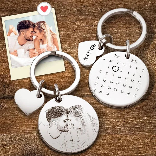 Couple Photo KeyChain Spotify Code Stainless Personalized Gift