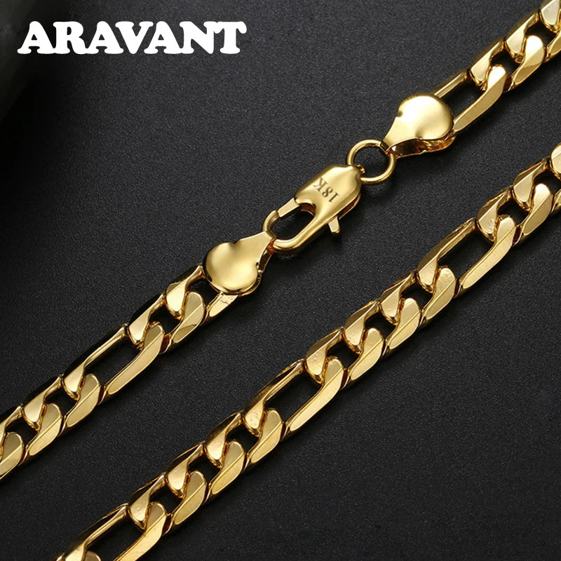 Aravant 925 Silver 18K Gold 8mm Necklace Chains For Men Women Fashion Jewelry