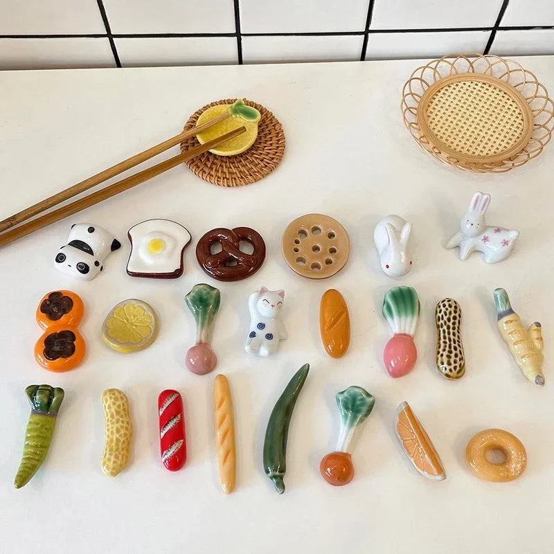 Ceramic Food Shaped Decorative Chopsticks Holder Set