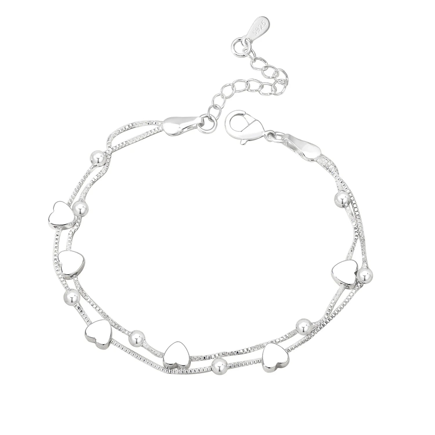 925 Sterling Silver Bracelets Woman Heart Ball Chain Charm Bracelet Couple Designer Jewelry Accessories Wholesale Jewellery