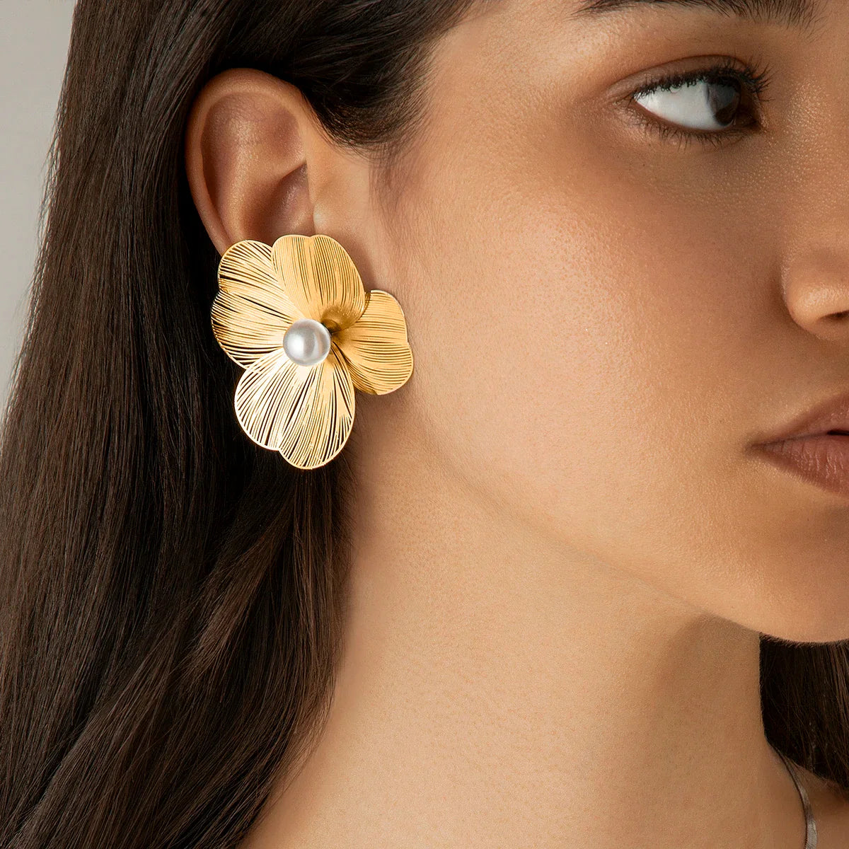 Ingemark Punk Vintage Metal Petal Flower Stud Earrings Women Girls Trend 2024 Goth Geometric Piercing Earring Jewelry Steampunk