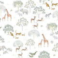 Patterson Removable Wallpaper in White, Sage-Green and Brown