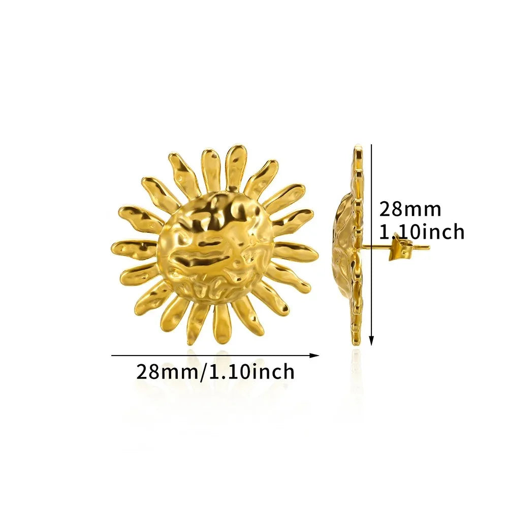 Vintage Stainless Steel Sun Earrings For Women Bohemian Sun Shine Earrings Irregular Fan Shaped Earrings Jewelry Party Gifts