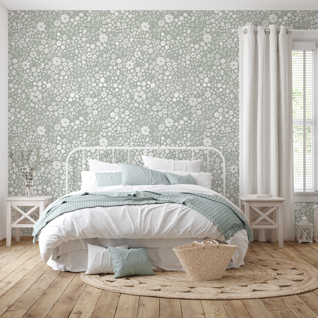 April Floral Removable Wallpaper - Pink, Terracotta & Green