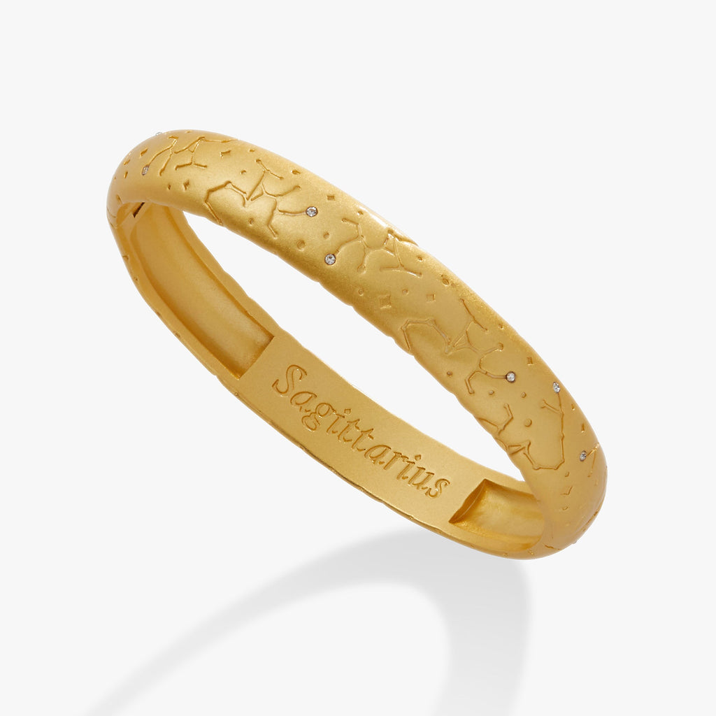 Sagittarius Zodiac Hinge Bangle in Gold and Silver Finish