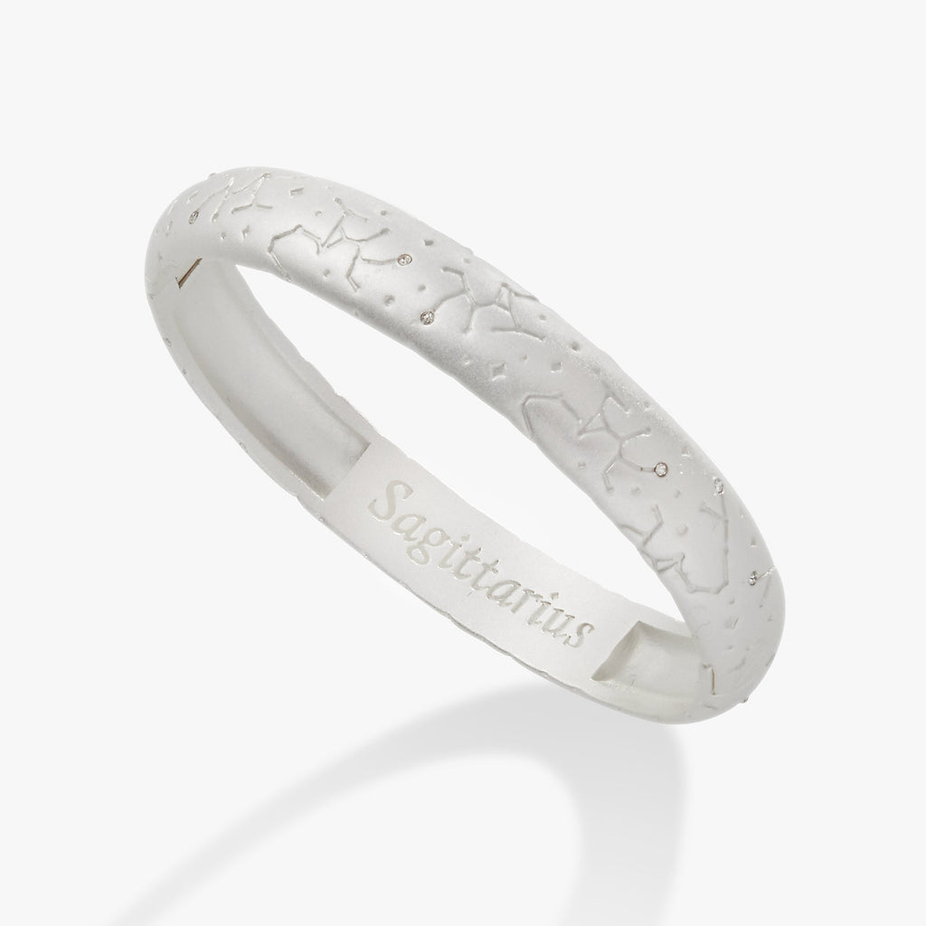 Sagittarius Zodiac Hinge Bangle in Gold and Silver Finish