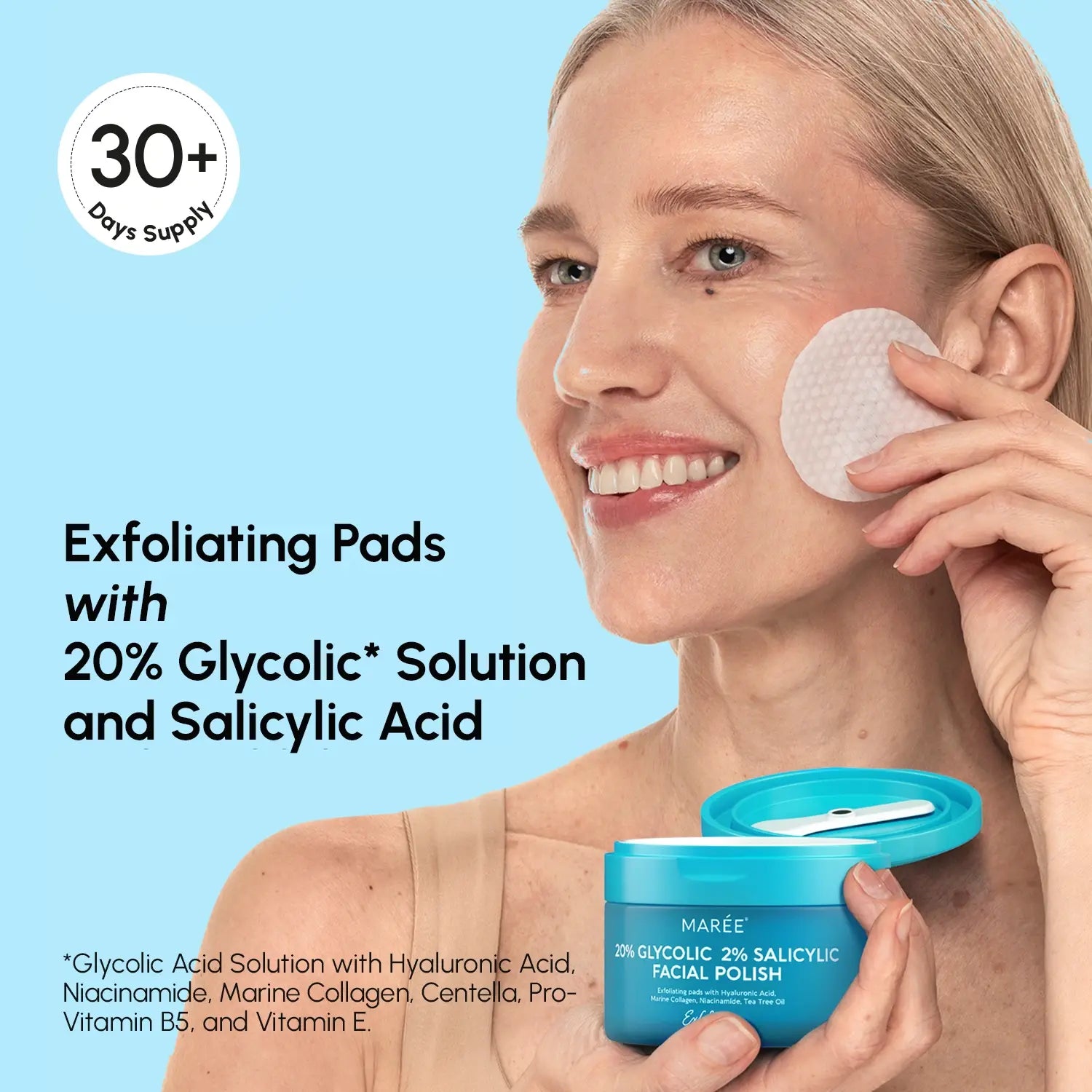 Glycolic and Salicylic Acid Exfoliating Facial Pads 50 Count - Image 2